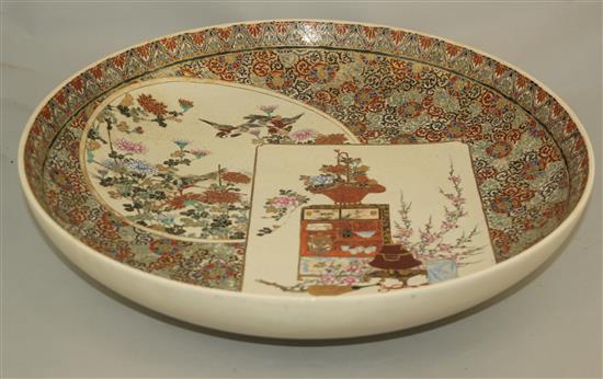 A Japanese Satsuma pottery charger, Meiji period, 45.5cm